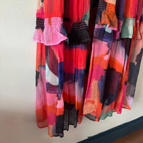 Anthropologie long sleeve floral dress Marais Printed Tiered Maxi - Picture 7 of 9